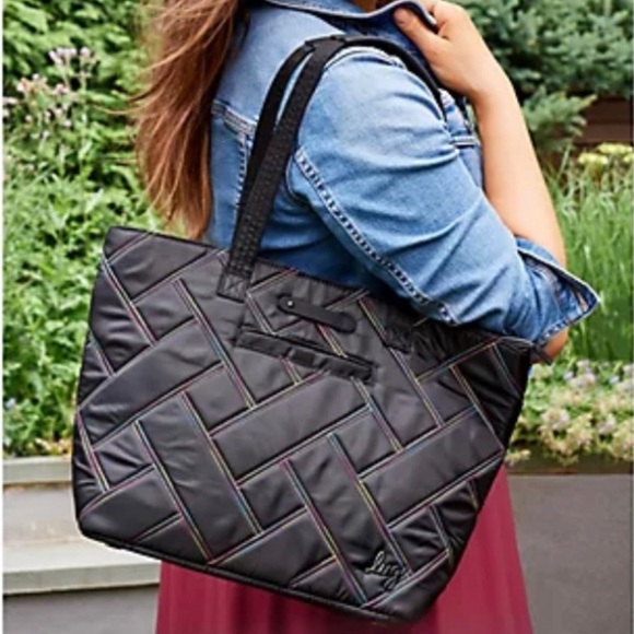 lug Bags Lug Black Rainbow Quilt Skyliner Medium Tote Bag With
